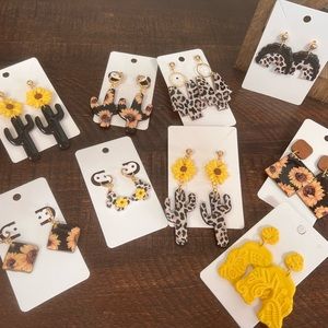 Boho inspired , western , dangle polymer clay earrings